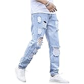 Verdusa Men's Ripped Distressed Straight Leg Jeans Casual Denim Pants Trousers