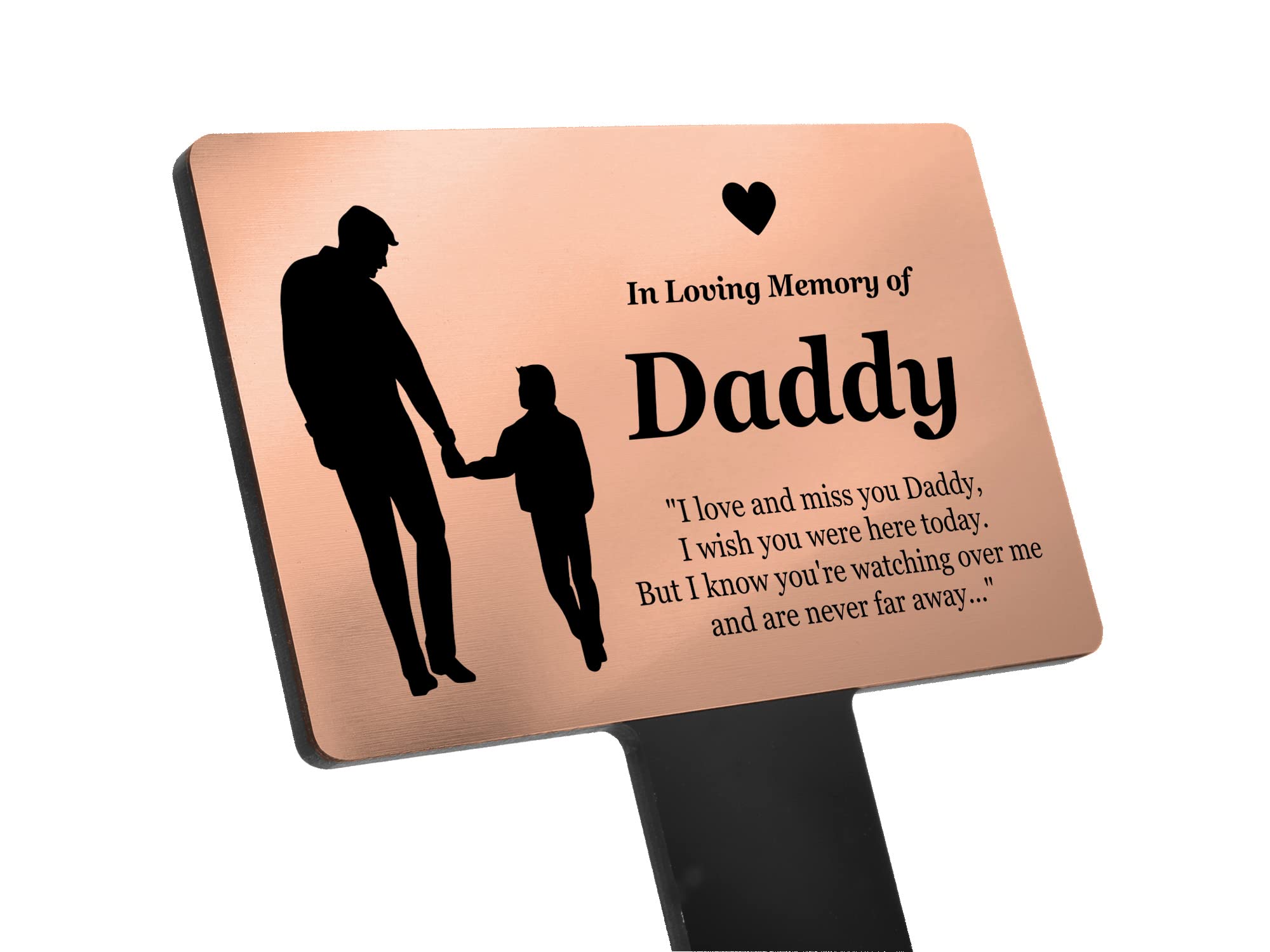 OriginDesigned In Loving Memory of Daddy - Engraved Memorial Stake with poem and (son) illustration (Gold/Silver/Copper or Black & White Plaque) (Copper)