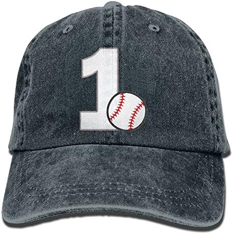 Uanqunan Baseball First Birthday Unisex Cotton Denim Baseball Cap Adjustable Strap Low Profile Plain Hats Navy