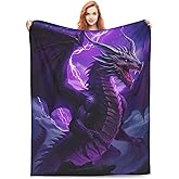 amepay Purple Lightning Dragon Blanket Gifts for Adults Boys Fantasy Flannel Throw Blankets Soft Comfy Lightweight for Home Decor Couch Bed Sofa 60x50 Inches
