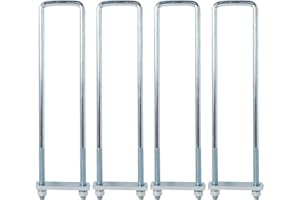 BGTLGIO 4Pack 4“ X 12" Square Bend U-Bolt Kit, Heavy Duty Steel 5/8 Inch Diameter, 4 Complete Sets with 1-1/8" x 6" Tie Bars for Truck Chassis.