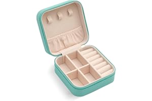 TRODANCE Mini Jewelry Travel Case, Small Portable Jewellry Organizer Box Portable Display Storage Box for Rings Earrings Necklaces, Gifts for Girl, Women, Wedding, Birthday,New Year,Christmas Gifts (Blue)