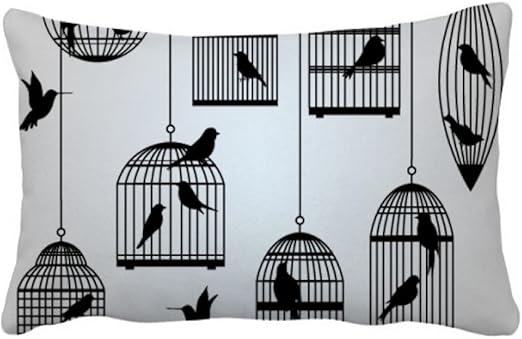 Amazon 鳥のケージのシルエットのイラスト 腰枕の挿入のクッション カバー 装飾家のソファのギフトを投げる 枕 抱き枕 オンライン通販