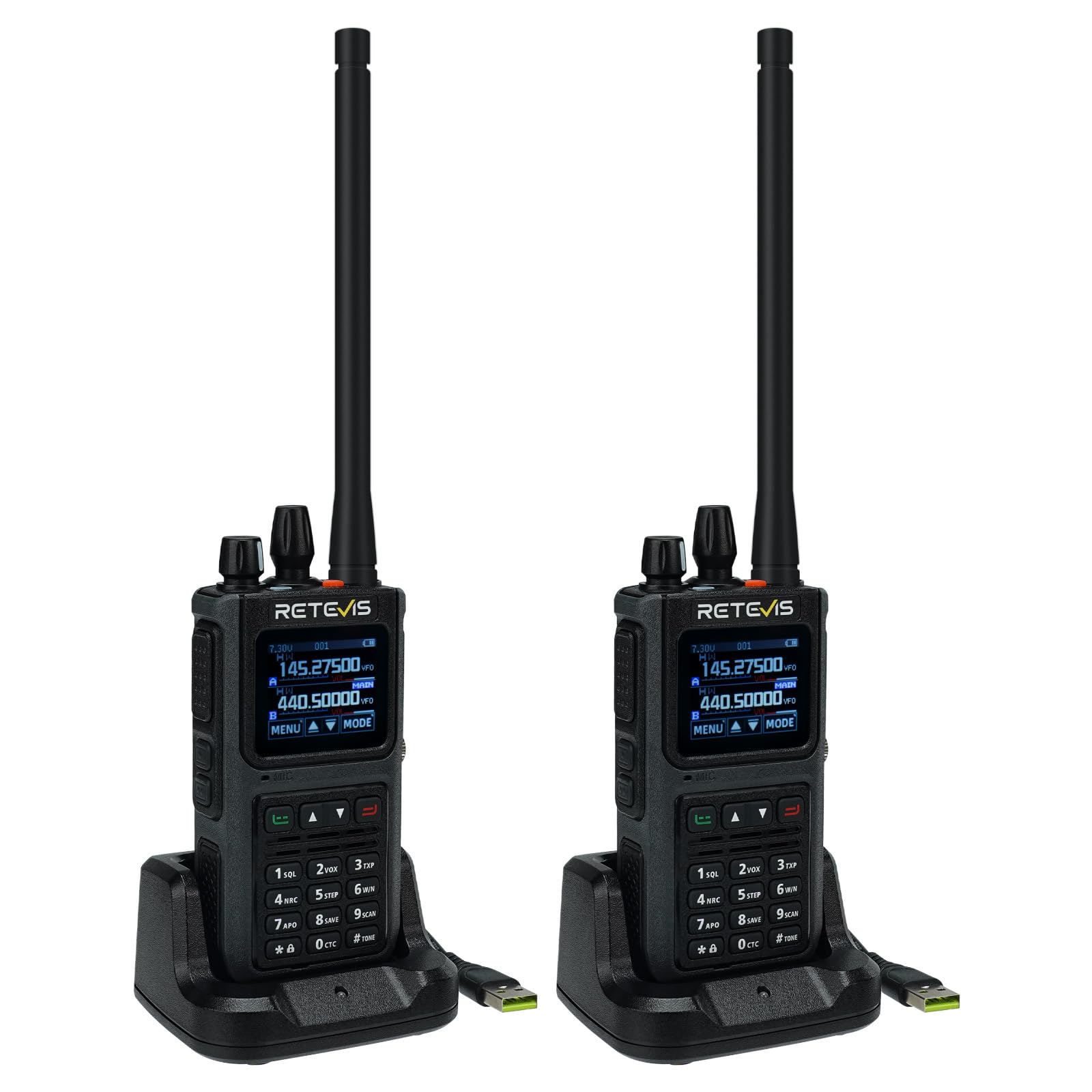 Retevis C1 Walkie Talkies for Adults, Ham Radio Transceiver, Walkie Talkie Long Range Group Call, 1800mAh,Ip67 Waterproof, Noice Reduction, Emergency Alarm,for Forest Rescue Hunting (Schwarz, 2 Stück)