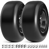 RONPOW 13x5.00-6 Flat Free Lawn Mower Tires and Wheel, for Zero Turn Mower | Universal 3/4", 5/8", 1/2" Bearings, 500 lbs Load, 4.33"-6.73" Hub Spacers, Solid Front Caster Replacement, 2-Pack Black