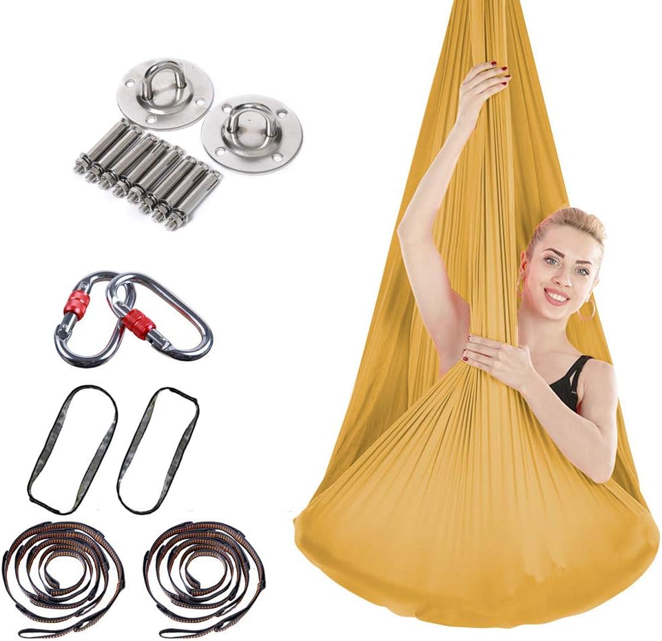 GYL Aerial Yoga Hammock, Stretch Indoor Yoga Hammock, Silk Anti-gravity Yoga Hammock, Free Knotting (including Buckle and Rope)
