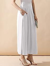 DOUBLJU Casual High Waisted Maxi Skirts with Pocket