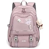 LANSHIYA Girls' Backpack - School Bags for Girls & Boys, Elementary to Middle School Students, Kids' Backpack with Pins & Pendent, Outdoor Backpacks