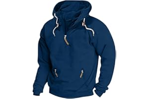 Pisexur Hoodies for Men Quarter Zip Pullover Men Winter Vintage Workout Running Active Hoodies with Pockets