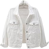 VIEWON Women's Casual Denim Cotton Button Down Long Sleeve Lapel Loose Jacket Coat