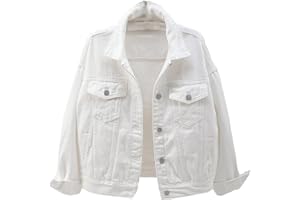 COWOKA Women's Denim Cotton Button Closed Long Sleeve Solid Color Jacket With Pockets