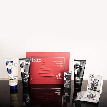 Qraa Men Look Good Kit, 330 g (Pack of Face Wash, Styling Gel, Scrub & Beard Oil), Premium gift box for Men