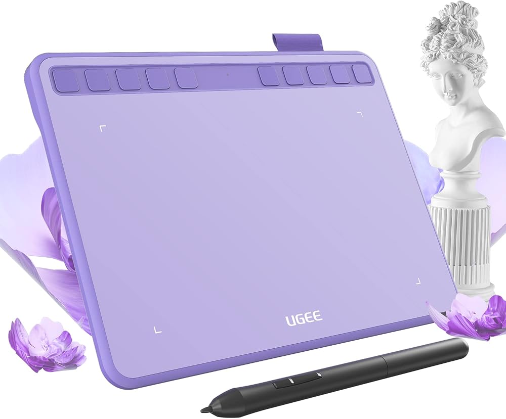 Ugee 6.5x4 Inch Drawing Tablet with Battery-Free Stylus 8192 Pressure