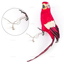 AUEAR, 17.7 Inch Red Lifelike Artificial Birds