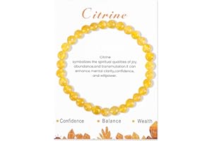 Mikovivi Citrine Bracelet, Stone of Wealth Bracelet Elastic Crystal Beaded Bracelets Spiritual Jewelry for Women Men