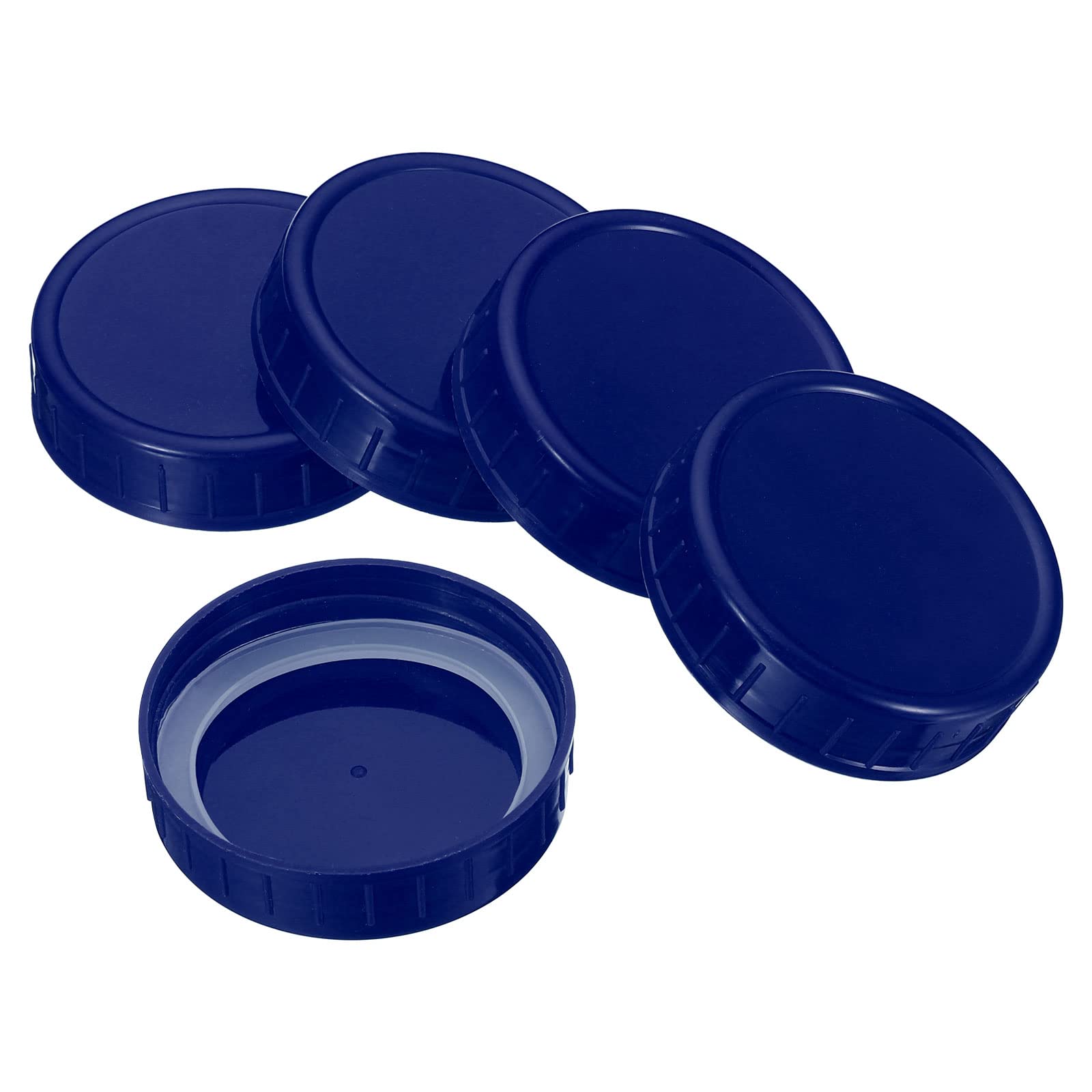 PATIKIL 70mm Regular Mouth Plastic Mason Jar Lids, 1Set/6 Pack Canning Jars Caps with Silicone Sealing Ring for Kitchen Storage, Drak Blue