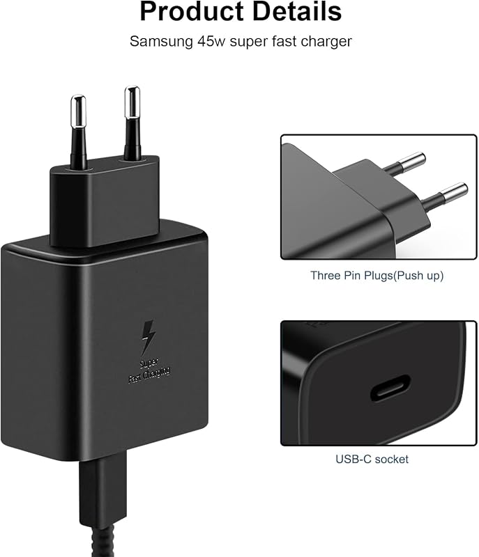 45W USB C Ladegerät Super Schnellladegerät für Samsung Galaxy S23 S22 Ultra Ladegerät S22/S22+/S21 Ultra/S21+/S21/S20，Note 10/Note 10+/Note 20/S20/S21/S10/S9/S8 Typ C Ladekabel Wandladegerät mit Kabel