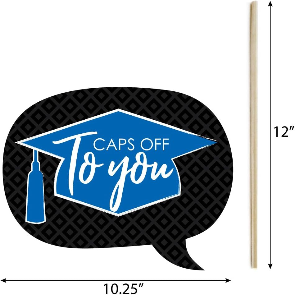 Big Dot of Happiness Funny Blue Grad - Best is Yet to Come - Royal Blue Graduation Party Photo Booth Props Kit - 10 Piece: Kitchen & Dining