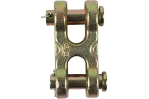 1 Packs 5/8 Inch Double Clevis Link, G70 Forged Twin Clevis Links, Zinc-Plated Safety Chain Repair Links, Truck Trailer Tie D