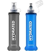 WEMEET 2Pack Soft Flask, 8.5oz Collapsible Soft Water Bottle, 250ml Foldable TPU Bottles for Hydration Pack BPA-Free, Running Lightweight Water Bottle for Hiking Cycling Climbing Running