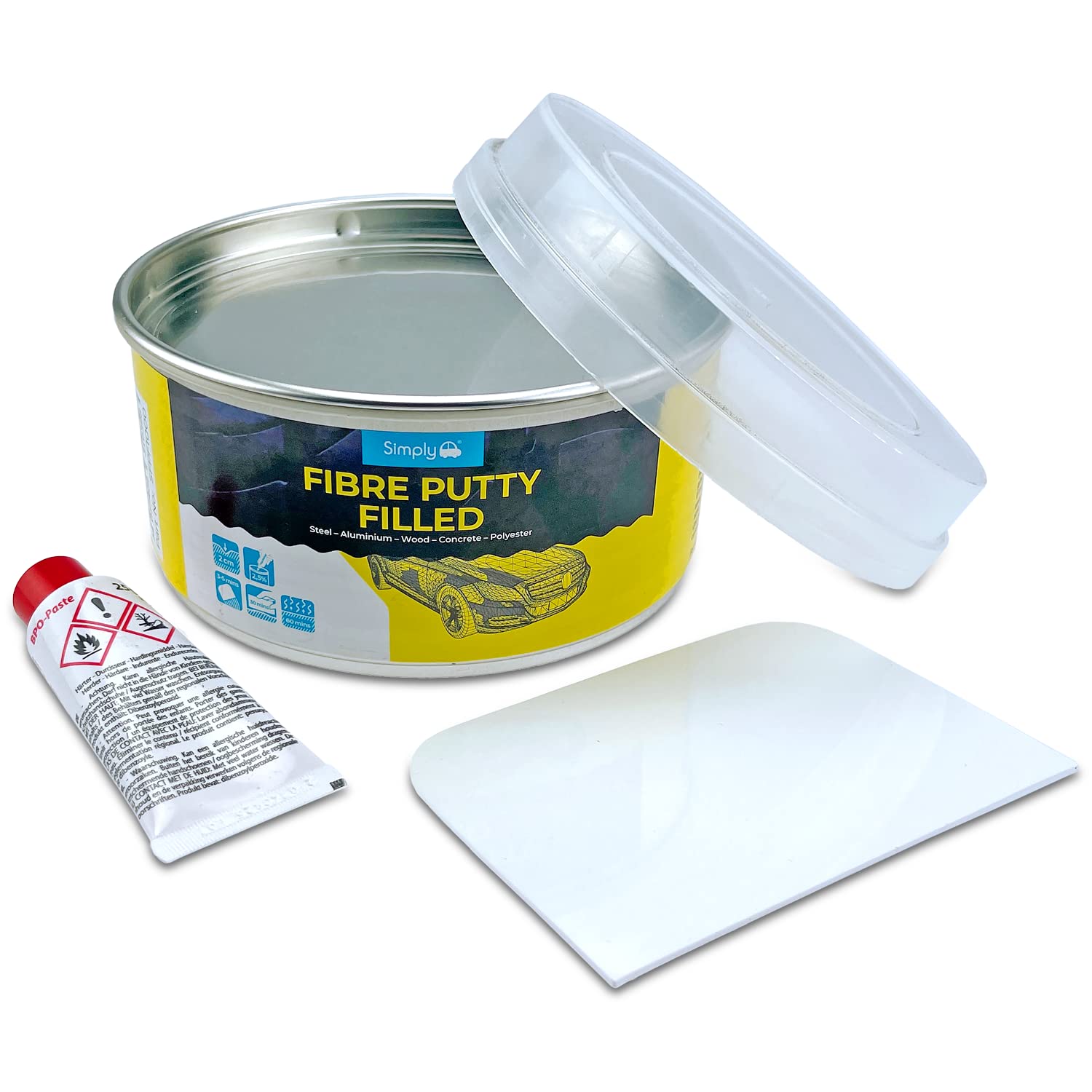 Simply Auto Fibre Putty Filled 1000g - Filler For Medium Scratches and Damage To Vehicle Bodywork