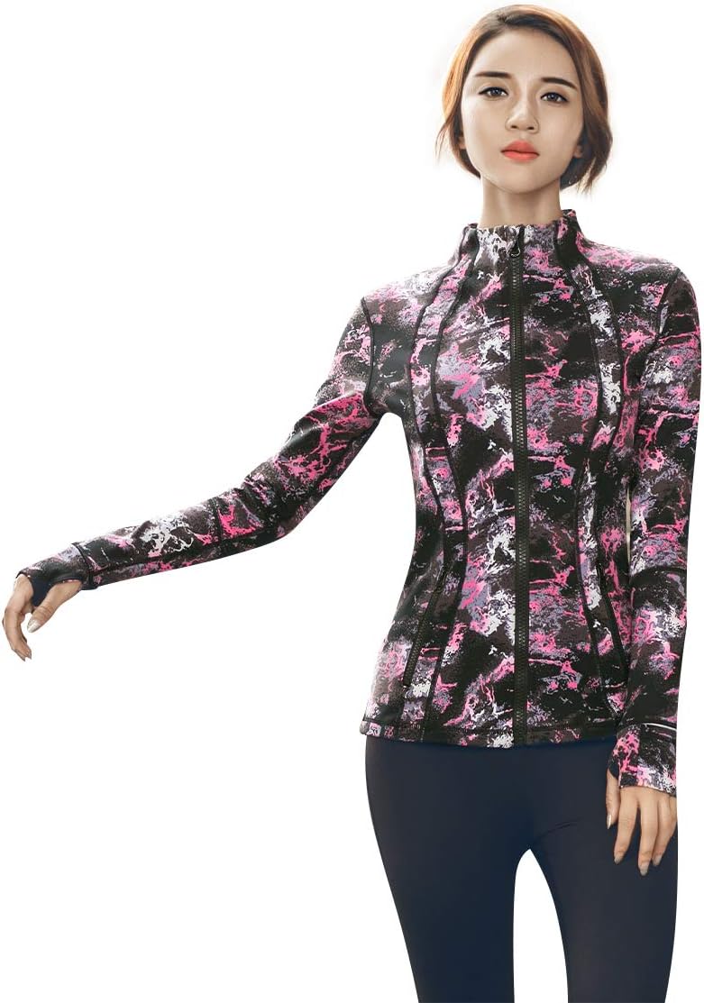 KSUA Womens Athletic Jackets Stretchy Full-Zip Workout Running Yoga Sports Coat