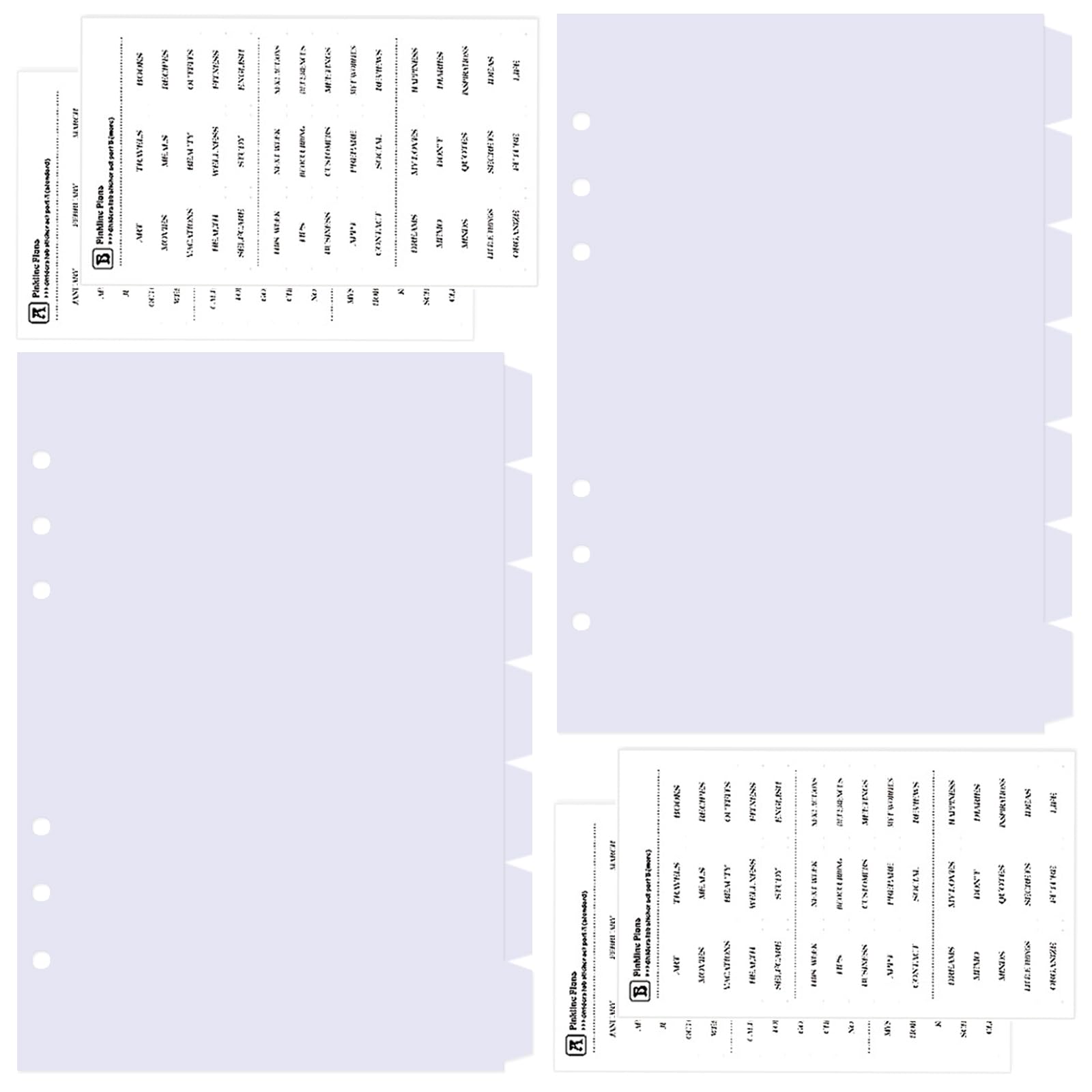 DY.2ten White Binder Dividers for 6-Holes Ring Binder, 1/7 Cut Tabs, A5 Size, Sturdy Plastic Dividers with 7 Tabs for School Office Home, 2 Sets, 14 Dividers, 2 Tab Stickers.