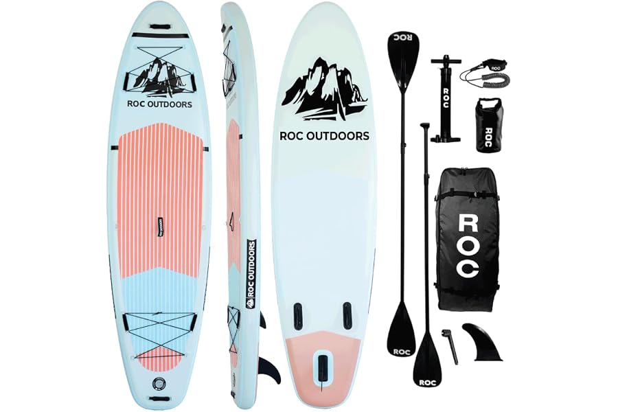 Roc Inflatable Stand Up Paddle Board 10' 6" with Premium SUP Paddle Board Accessories, Wide Stable Design, Non-Slip Comfort Deck for Youth & Adults