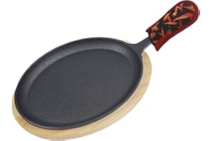 Auch Cast Iron Fajita Plate Set Fajita Plate Sizzler Pan with Wooden Tray Anti Scald Protection Hot Mitt Cast Iron Skillet Se