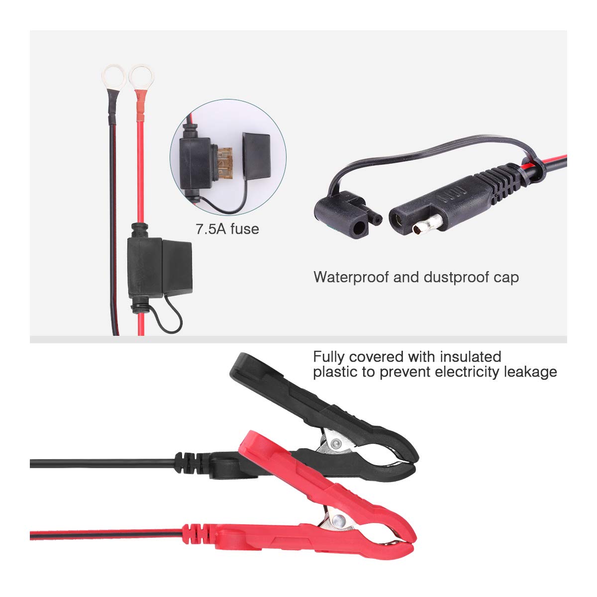 FLOUREON 6V/12V 1.5Amp Car Battery Charger Maintainer with LED Indicators Auto Trickle Charging for Automotive Vehicles Lawn Mower Boats RV AGM