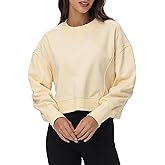 ATOFY Women's Cropped Crewneck Sweatshirts Long Sleeve Oversized Sweatshirt Pullover Fall Crop Top Outfits