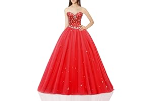 Likedpage Women's Sweetheart Ball Gown Tulle Quinceanera Dresses Prom Dress
