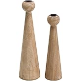 NIKKY HOME Wood Taper Candle Holders Set of 2, Farmhouse Tall Candle Stand Decorative Candlestick for Wedding Party Mantle Fi