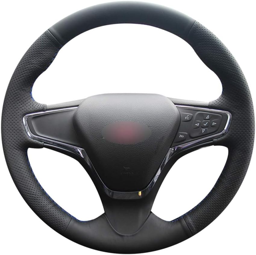 QOHFLD steering wheel cover,Hand Made Black PU Artificial Leather Car Steering Wheel Cover Wrap,for Chevrolet Cruze 2015 Volt 2016 2017