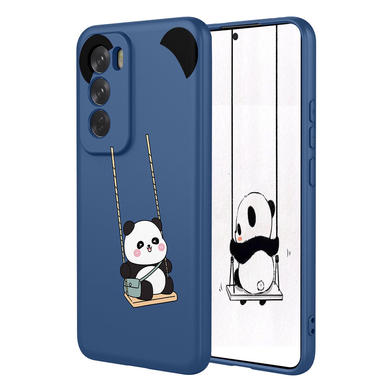 YUECXIN Case for Oppo Reno12 Pro 5G (Reno 12 Pro 5G), Ultra thin Liquid Silicone Silky Soft Touch Cute Pattern Girls Cover, with Microfiber Lining Shockproof TPU Bumper Case. Panda