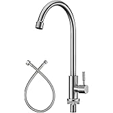 Apaix Cold Only Bar Sink Faucet, SUS304 Stainless Steel Cold Water Only Kitchen Faucet Single Handle Faucet for Outdoor Sink Brushed Nickel