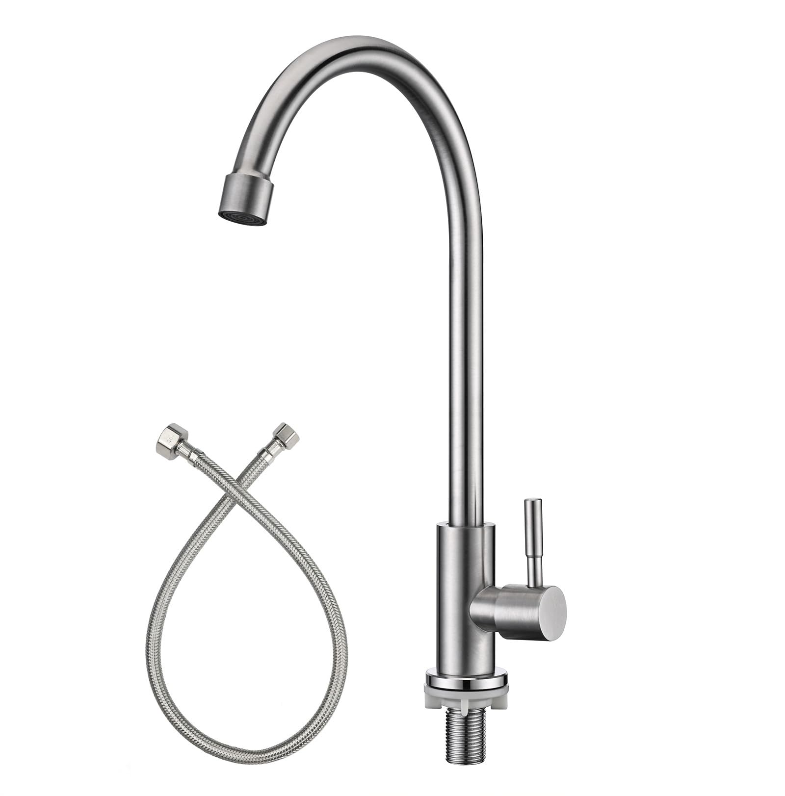 Photo 1 of Apaix Cold Only Bar Sink Faucet, SUS304 Stainless Steel Cold Water Only Kitchen Faucet Single Handle Faucet for Outdoor Sink Brushed Nickel
