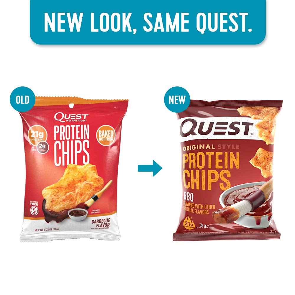 Quest Nutrition Protein Chips, BBQ, 21g Protein, 3g Net Carbs, 130 Cals