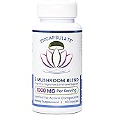 ENCAPSULATE 6 Mushroom Blend 1000mg – Reishi, Chaga, Turkey Tail, Cordyceps, Lion’s Mane & Shiitake 1:1 Mushroom Extract – Adaptogen Mushroom Supplement for Gut, Brain & Immune Support - 60 Capsules