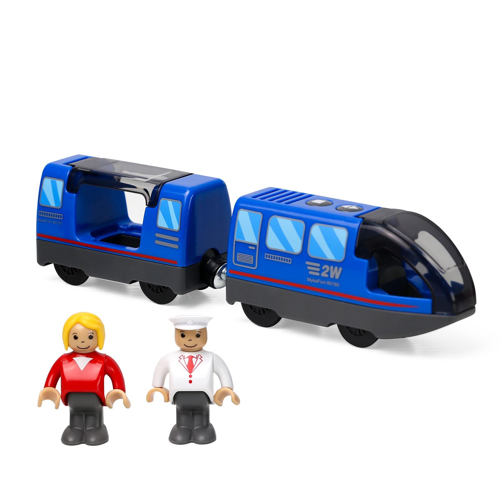 EVERGD Electric Train Set for Kids, Magnetic Martin Battery Powered Powerful Engine Locomotive Train Set Educational RC Train Model for Wooden Track (Blue)