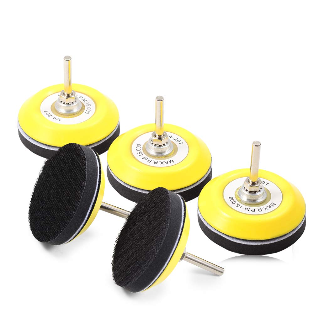 SPEEDWOX 5 Packs 3 Inches Hook and Loop Sanding Discs Pad Kit with Soft Foam Layer Buffing Pad and Shank Drill Attachment Backing Pads