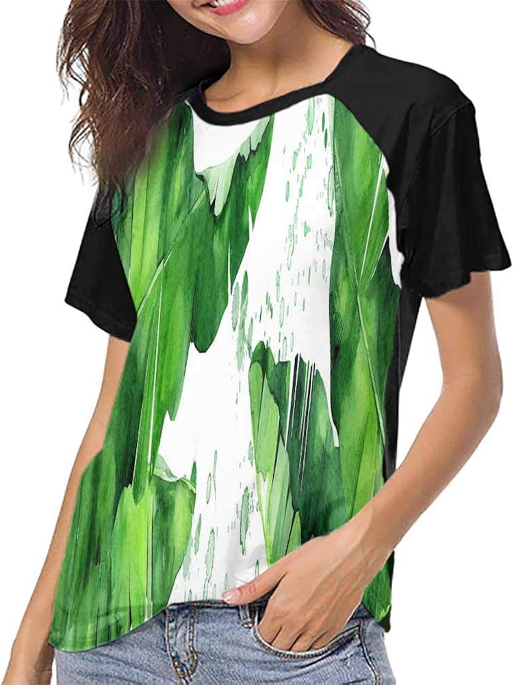 Casual T Shirts,Bamboo Leaf, Traditional Chinese Calligraphy Art Isolated on White Background S-XXL Tee Tshirts Women