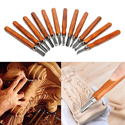 image for KFSM 12 Set Wood Carving Tools with Storage Case, Durable High Carbon 