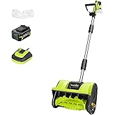 SnapFresh 20V Brushless Snow Shovel, 5-Car Driveway Cordless Snow Thrower Kit, 3-Speed, 300lbs/Min, 12" Lightweight Snow Blow
