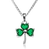Alexander Castle 925 Sterling Silver Celtic Irish Shamrock Necklace Emerald CZ for Women with 18" Silver Chain & Jewelry Gift Box - St. Patrick's Day Accessory