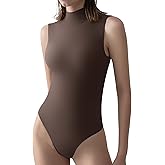 PUMIEY Women's Mock Turtle Neck Sleeveless Bodysuit Sexy Tank Tops Sharp Collection