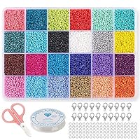 Seed Beads for Bracelets, Acrsikr 2mm Colored Small Glass Pony Beads for Bracelets Jewelry Making Crafts 24000 pcs (24 Color)