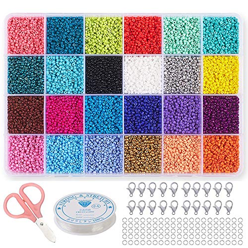 Seed Beads for Bracelets, Acrsikr 2mm Colored Small Glass Pony Beads for Bracelets Jewelry Making Crafts 24000 pcs (24 Color) - Thumbnail 7