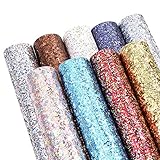 Caydo 9 Colors Chunky Glitter Fauxs Leather Sheets for Earrings Making, Bows and Hair Clips Craft DIY, 12.6 x 8.6 Inch
