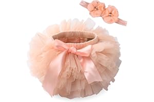 Aivtalk Baby Girl Tutu Skirts Diaper Cover Bloomers Soft Fluffy Toddler Tulle Skirt Set with Floral Headband